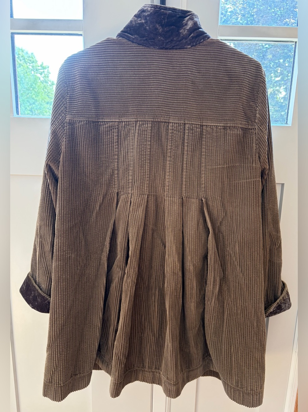 Vintage J. Jill Jacket Brown Corduroy Button Front Velvet Car Coat Swing Large - Picture 3 of 9